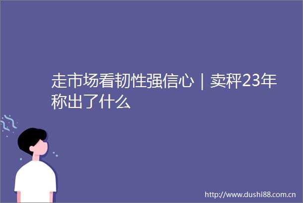 走市场看韧性强信心｜卖秤23年称出了什么