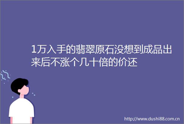 1万入手的翡翠原石没想到成品出来后不涨个几十倍的价还