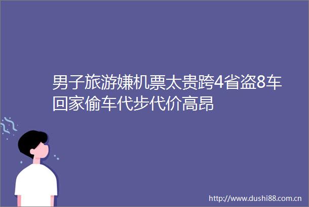 男子旅游嫌机票太贵跨4省盗8车回家偷车代步代价高昂