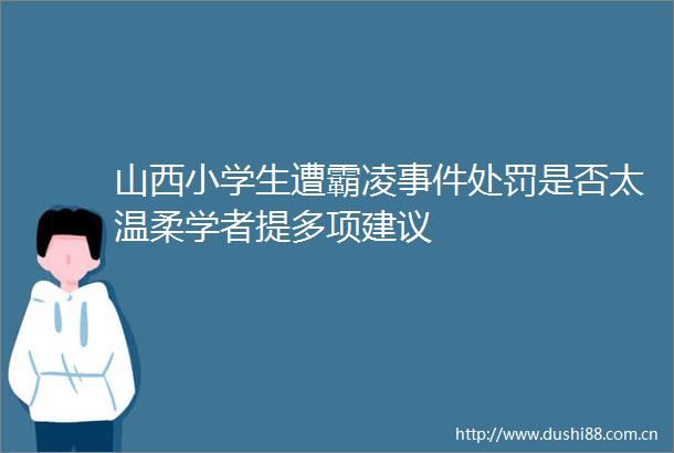 山西小学生遭霸凌是否太温柔学者提多项建议