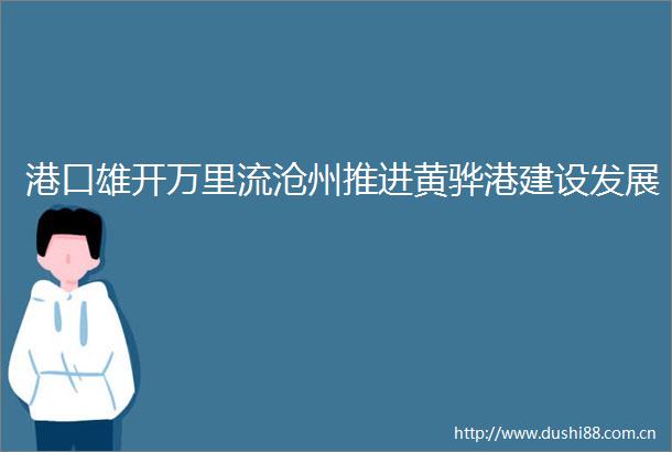 港口雄开万里流沧州推进黄骅港建设发展