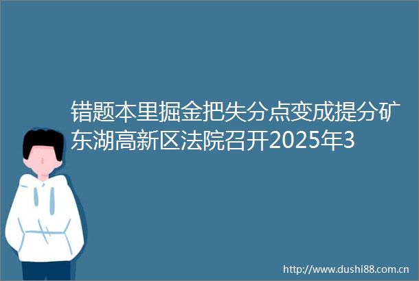 错题本里掘金把失分点变成提分矿东湖高新区召开2025年34月民商事案件发改分析