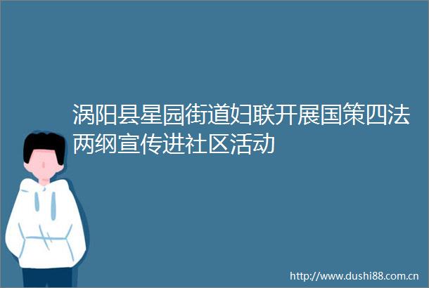 涡阳县星园街道妇联开展国策四法两纲宣传进社区活动