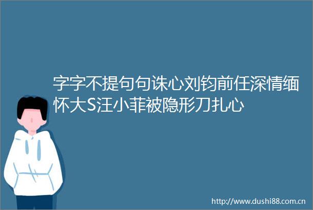 字字不提句句诛心刘钧前任深情缅怀大S汪小菲被隐形刀扎心
