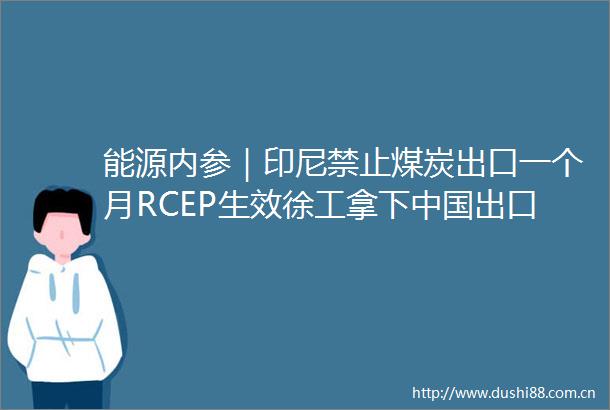 能源内参｜印尼禁止煤炭出口一个月RCEP生效徐工拿下出口第一单