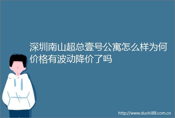 深圳南山超总壹号公寓怎么样为何价格有波动降价了吗