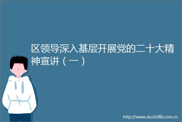 区深入基层开展党的二十大精神宣讲（一）