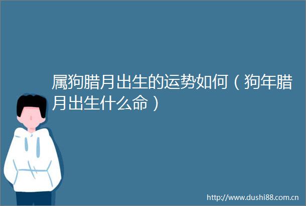 属狗腊月出生的运势如何（狗年腊月出生什么命）