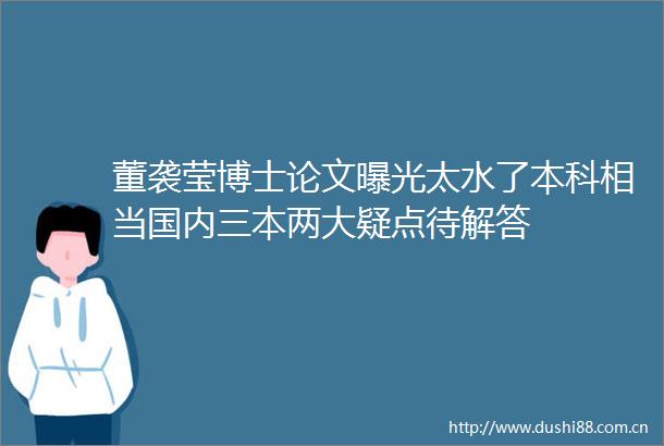 董袭莹博士论文太水了本科相当国内三本两大疑点待解答