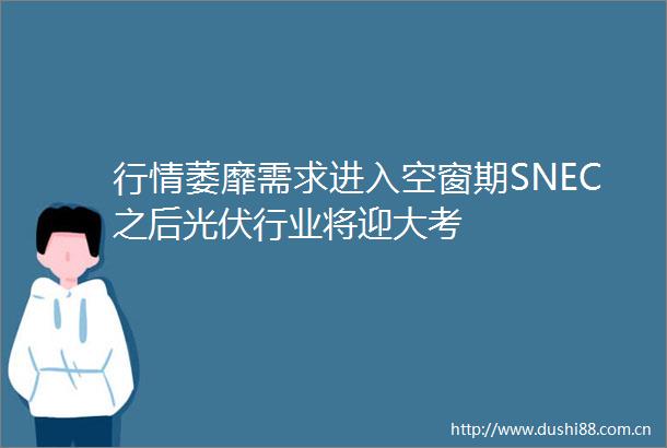 行情萎靡需求进入空窗期SNEC之后光伏行业将迎大考