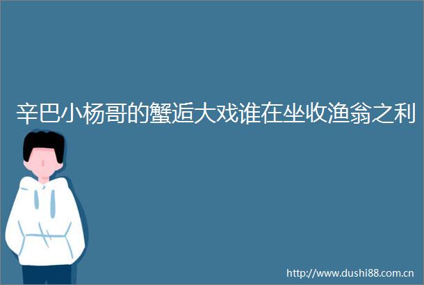辛巴小杨哥的蟹逅大戏谁在坐收渔翁之利