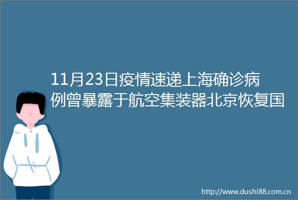 11月23日疫情速递上海确诊病例曾于航空集装器北京恢复国际航班以来共检测出核酸阳性17例张伯礼口罩别摘海鲜勿生吃