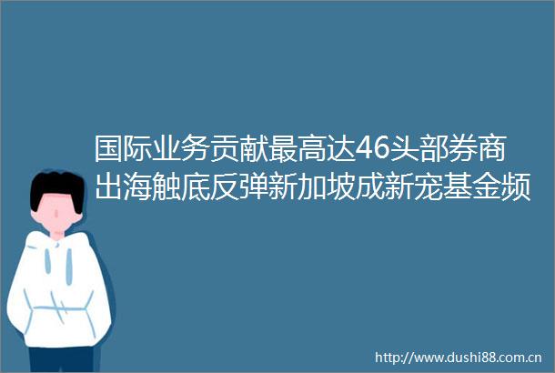 国际业务贡献最高达46头部券商出海触底反弹新加坡成新宠基金频道和讯网