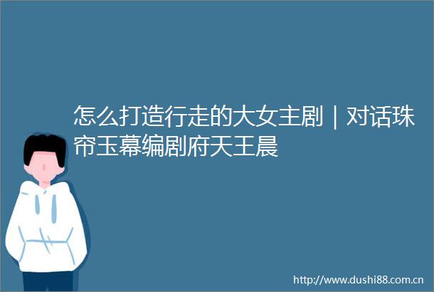 怎么打造行走的大女主剧｜对话珠帘玉幕编剧府天王晨