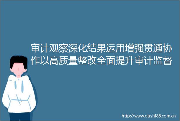 审计观察深化结果运用增强贯通协作以高质量整改全面提升审计监督效能