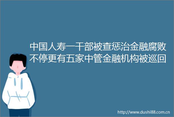 人寿一被查惩治金融不停更有五家中管金融机构被巡回组回头看