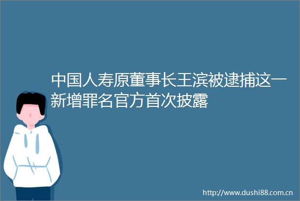 人寿原董事长王滨被逮捕这一新增罪名官方首次披露