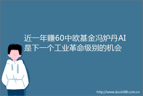 近一年赚60中欧基金冯炉丹AI是下一个工业革命级别的机会