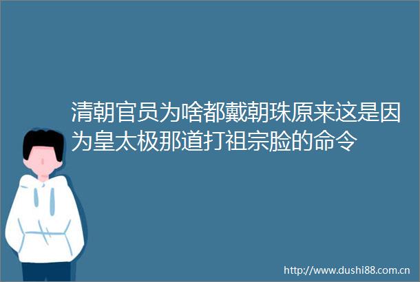 清朝官员为啥都戴朝珠原来这是因为皇太极那道打祖宗脸的命令