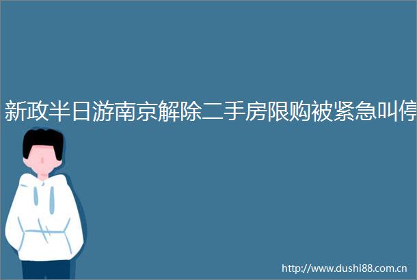 新政半日游南京解除二手房限购被紧急叫停
