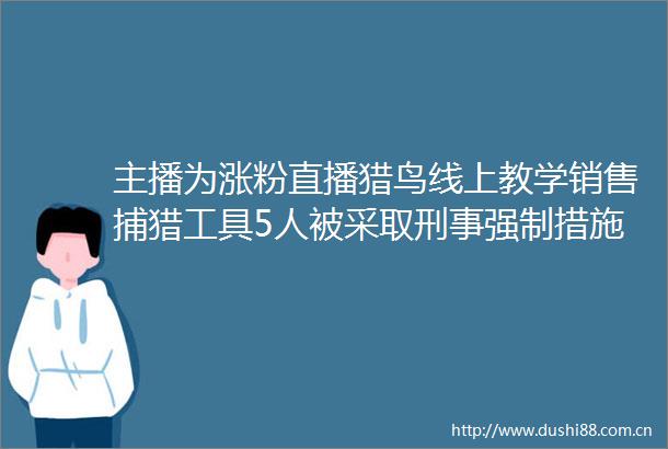 主播为涨粉直播猎鸟线上教学销售捕猎工具5人被采取刑事强制措施