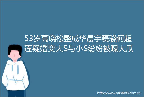 53岁高晓松整成华晨宇窦骁何超莲疑婚变大S与小S纷纷被曝大瓜主持人李咏女儿疑翻车