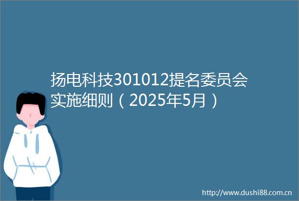 扬电科技301012提名委员会实施细则（2025年5月）