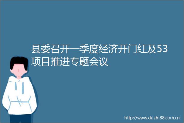 县委召开一季度经济开门红及53项目推进专题会议