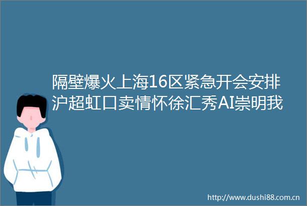 隔壁爆火上海16区紧急开会安排沪超虹口卖情怀徐汇秀AI崇明我喊江苏兄弟来（脑洞大开版）