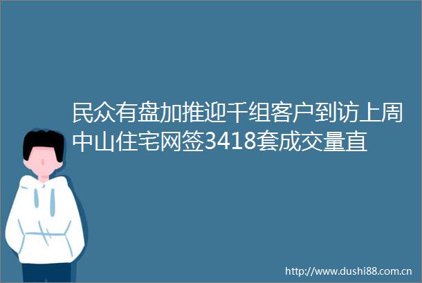 民众有盘加推迎千组客户到访上周中山住宅网签3418套成交量直线上升