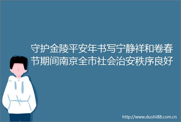 守护金陵平安年书写宁静祥和卷春节期间南京全市社会治安秩序良好