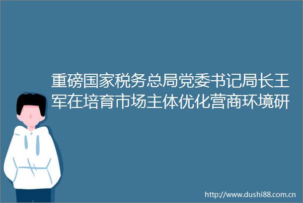 重磅税务总局党委书记局长王军在培育市场主体优化营商环境研讨会上的主旨演讲
