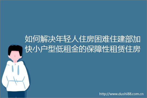 如何解决年轻人住房困难住建部加快小户型低租金的保障性租赁住房建设