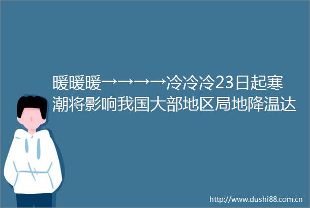 暖暖暖→→→→冷冷冷23日起寒潮将影响我国大部地区局地降温达14℃以上