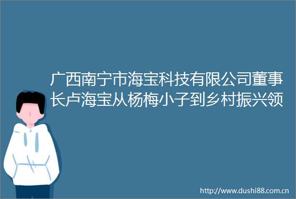 广西南宁市海宝科技有限公司董事长卢海宝从杨梅小子到乡村振兴领跑者