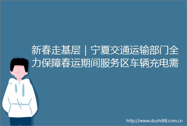 新春走基层｜宁夏交通运输部门全力保障春运期间服务区车辆充电需求