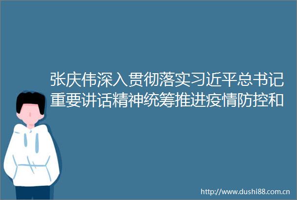 张庆伟深入贯彻落实总书记重要讲话精神统筹推进疫情防控和经济社会发展工作