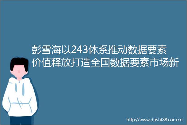 彭雪海以243体系推动数据要素价值释放打造全国数据要素市场新高地