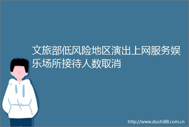 文旅部低风险地区演出上网服务娱乐场所接待人数取消