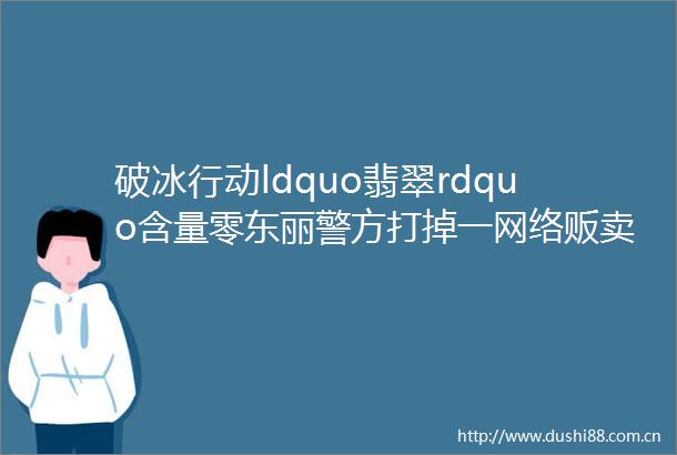 破冰行动ldquo翡翠rdquo含量零东丽警方打掉一网络贩卖假翡翠诈团伙