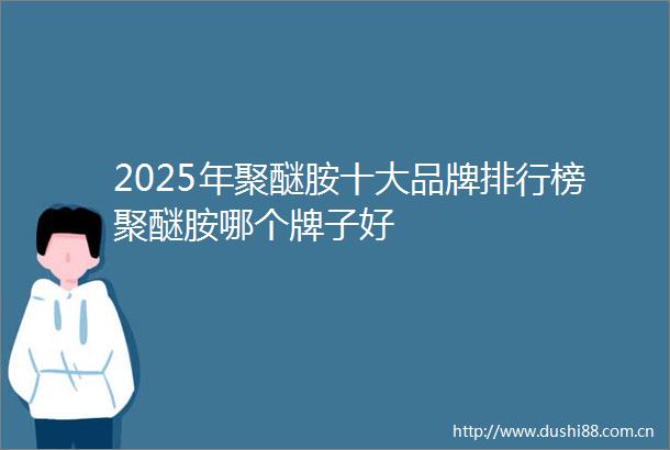 2025年聚醚胺十大品牌排行榜聚醚胺哪个牌子好