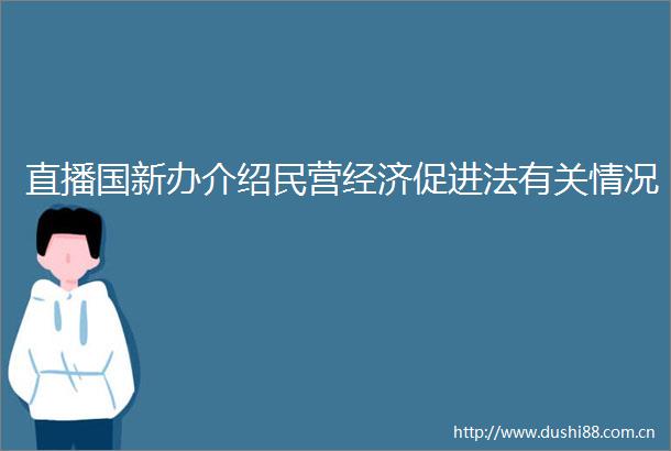 直播国新办介绍民营经济促进法有关情况