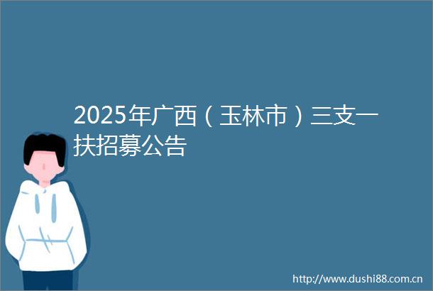 2025年广西（玉林市）三支一扶招募公告
