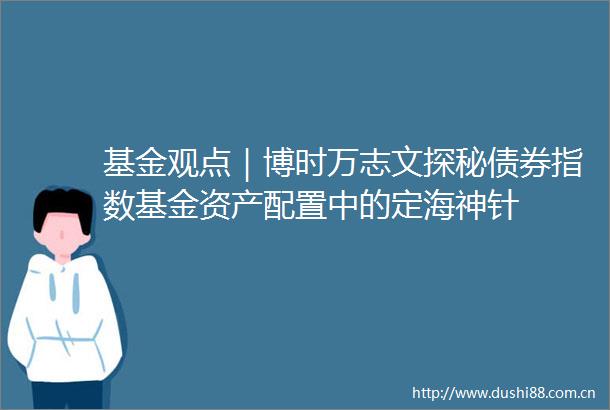 基金观点｜博时万志文探秘债券指数基金资产配置中的定海神针