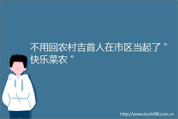 不用回农村吉首人在市区当起了＂快乐菜农＂