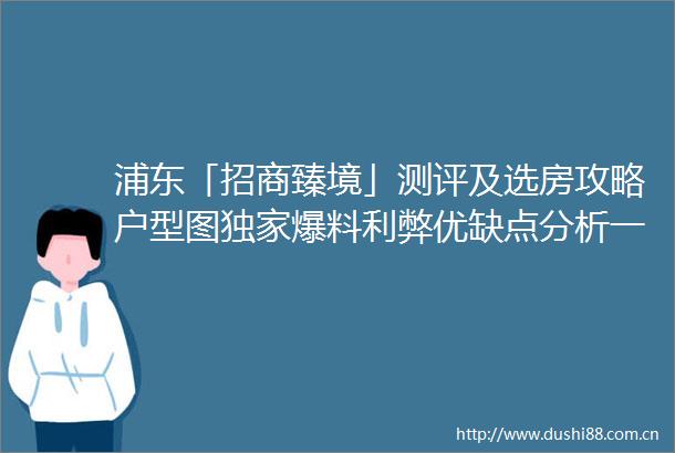 浦东「招商臻境」测评及选房攻略户型图独家爆料利弊优缺点分析一文读懂在售户型及最新价格附详细资料