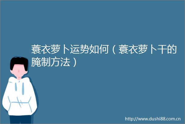 蓑衣萝卜运势如何（蓑衣萝卜干的腌制方法）
