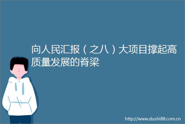 向汇报（之八）大项目撑起高质量发展的脊梁