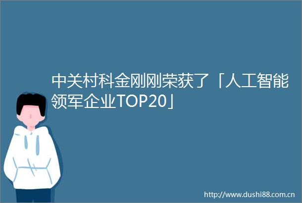 中关村科金刚刚荣获了「人工智能领军企业TOP20」