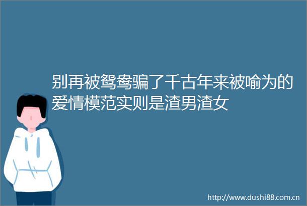 别再被鸳鸯了千古年来被喻为的爱情模范实则是渣男渣女